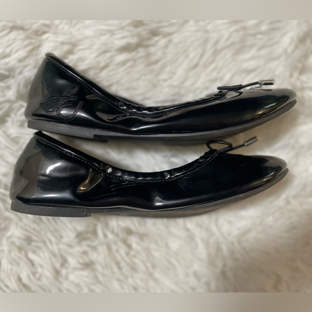 Sam Edelman Womens 5 Felicia Shiny Black Patent Round Toe Flexible Ballet Flats - Picture 4 of 7